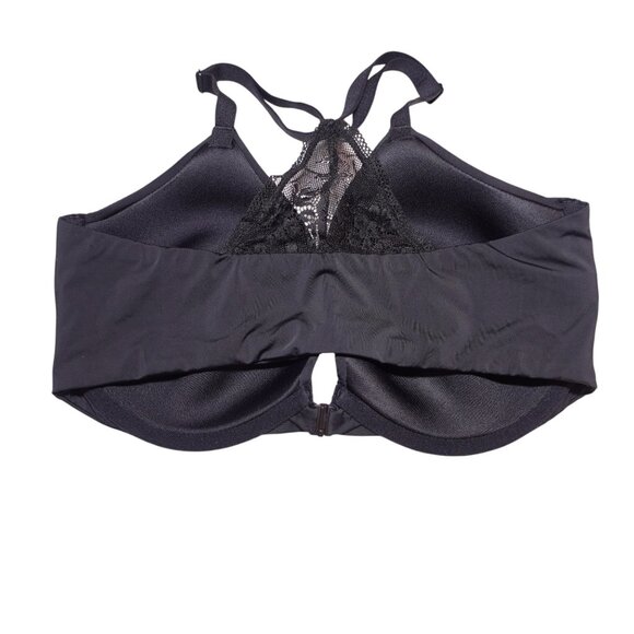 Victoria's Secret T-shirt Lightly Lined Demi Bra 34DD Black Front Closure Lace - Picture 3 of 8